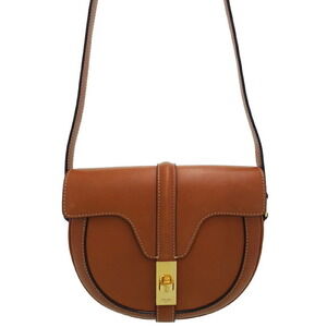 Celine Besas Shoulder Bag Calfskin Leather Brown